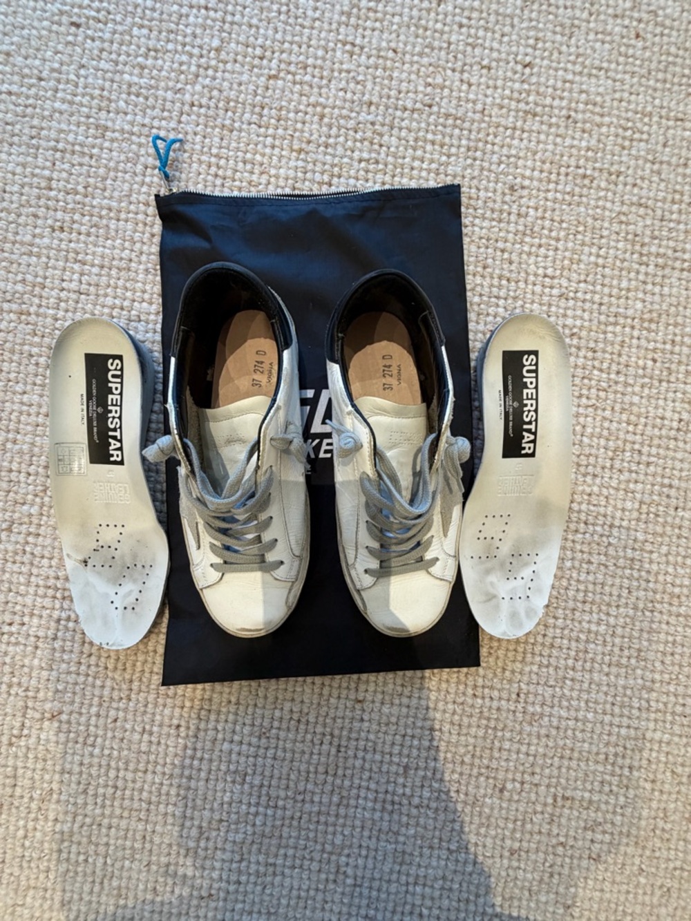 Golden Goose White and Grey Superstar Sneakers - Picture 4 of 4